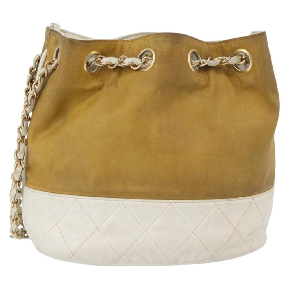 Chanel Matelasse Leather Drawstring Chain Shoulder Bag Beige